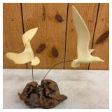John Perry Bird Sculpture with Burlwood Base