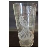 Clear Etched Glass Vase with Figure Design