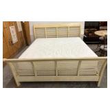 Wood-Framed Bed with Rattan Insert, Sealy Mattress