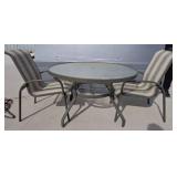 Outdoor Patio Set with Glass-Top Table and Two Sli