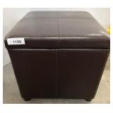 Brown Faux Leather Storage Ottoman with Hinged Lid