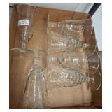 Six Clear Etched Glass Goblets