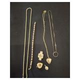 GF AND GP NECKLACES, TENNIS BRACELET, HEART PENDAN