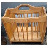 Wooden Magazine Rack with Slatted Sides and Handle