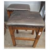 Wooden Stools with Upholstered Leatherette Seats