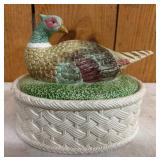 Ceramic Pheasant Tureen with Woven Base