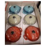 Six Stoneware Casserole Dishes