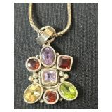 Sterling Silver .925 Necklace with Gemstone Pendan
