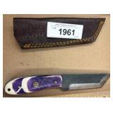 Custom Fixed-Blade Knife w/ Purple Handle, Sheath