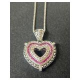 .925 Heart-Shaped Pendant with Pink/Clear Stones