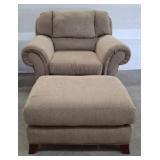 Upholstered Armchair and Ottoman Set