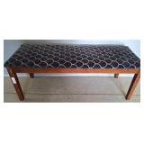 Rectangular Bench with Upholstered Seat and Geomet
