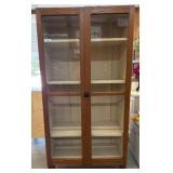 Wooden Display Cabinet w/ Glass Doors and Shelves