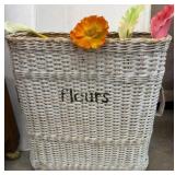 White Wicker Basket with ï¿½Fleursï¿½ Text