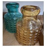 TEAL AND AMBER DECORATIVE JUGS