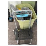 Folding Utility Dolly and Plastic Bin with Assorte