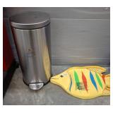 Stainless Steel Trash Can and Fish-Shaped Tray 24