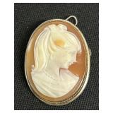 Carved Shell Cameo in Silver Frame