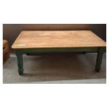 Wood Table with Painted Green Legs