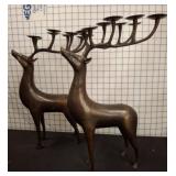 Bronze Deer Candelabras with 8 Holders each