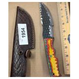 Handmade Fixed-Blade Knife with Multi-Color Handle
