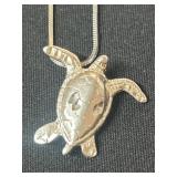 Silver Turtle Pendant Necklace with Chain