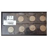 7 DIFFERENT DATE KENNEDY HALF DOLLARS
