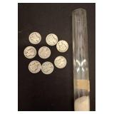 8 Mercury Dimes with Storage Tube