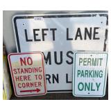 Three Reflective Metal Road Signs Including ï¿½Left