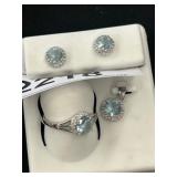 Sterling Silver Jewelry Set with Blue Stones