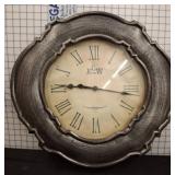 Round Wall Clock with Antiqued Silver Tone Frame