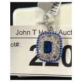 Sterling Silver Pendant with Blue and White Stones
