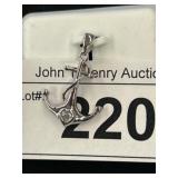 Sterling Silver Anchor Pendant with Clear Stone