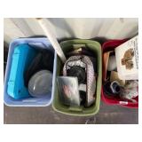 Plastic Bins Containing Decorative Items, Holiday