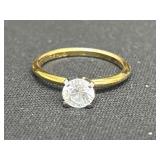 14K HGE Gold Ring with Clear Solitaire Stone