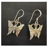 Sterling Silver Butterfly Dangle Earrings