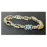 Sterling Silver Bracelet w/ Multicolored Gemstones