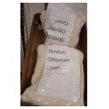 Two Stretch Ottoman Covers, Beige