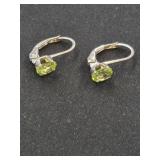 .925 Silver Earrings with Green Gemstones