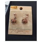 Sunrise Copper Earrings with Goldstone Accents
