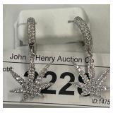 Sterling Silver Cannabis Leaf Drop Earrings