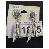 Sterling Silver Earrings With Feather Design