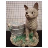 Painted Resin Cat with Planter Statue