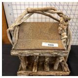 Rustic Wood and Stone Birdhouse With Handle