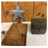 Metal Star Decor, Wire Holder, and Miniature Chest