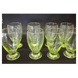 8 Green-Tinted Glass Goblets