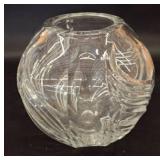 Clear Cut Glass Spherical Floral Vase