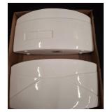 Two White Ceramic Envelope-Shaped Vases