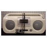 White Portable Boombox With Dual Speakers