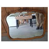 Ornate Wood-Framed Wall Mirror 32x28in